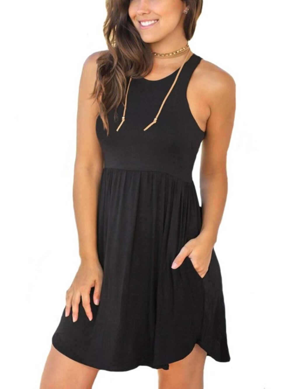 Womens Summer Sundress Casual Beach Petite Dress with Pockets
